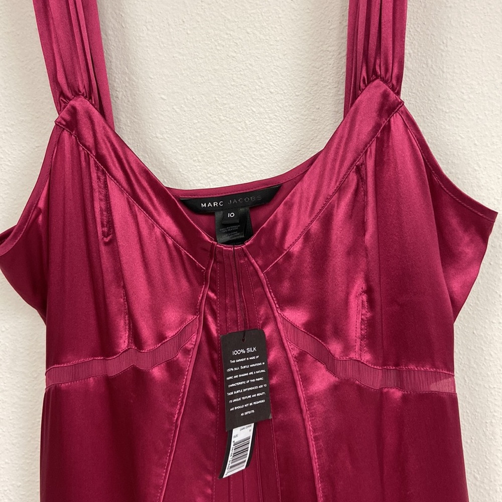Marc Jacobs 100% Silk Slip Dress Size 10 NWT pink Y2K twilight festival midi - Picture 5 of 16